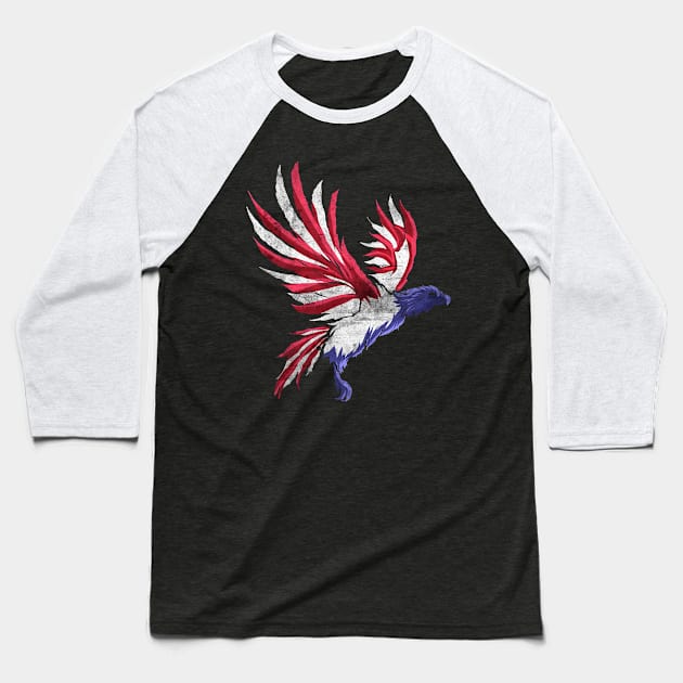 Eagle in colors of US flag, patriotic distressed Baseball T-Shirt by SinBle